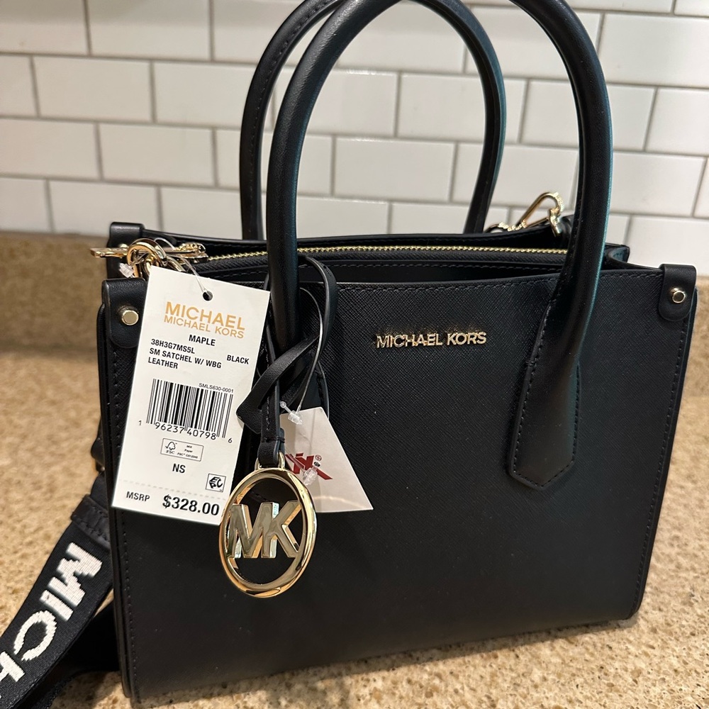 Michael Kors Black Satchel with Gold Accents